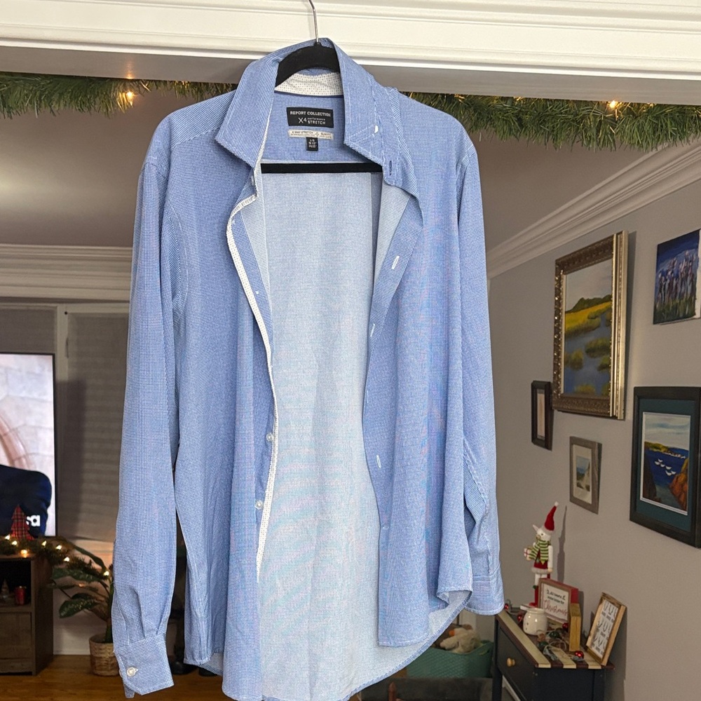 Report Collection Blue Casual Button Down Shirt